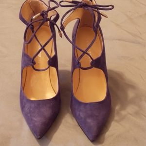 Ivanka Trump Purple Suede lace-up heels size 6M